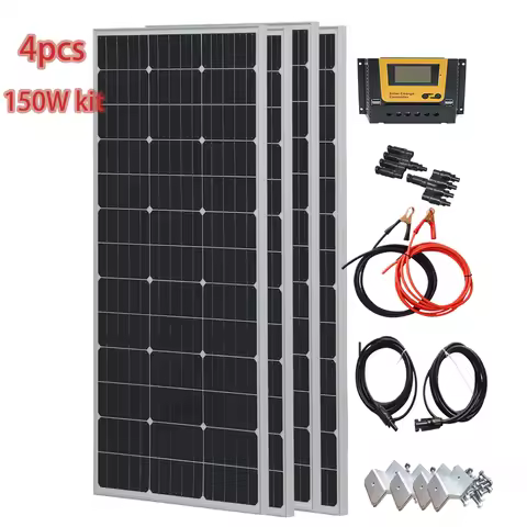 Solar Panel PV 900W 750W 600W 450W 300W 150 W Mono Cells Kit | Photovoltaic Aluminium Frame Camping 