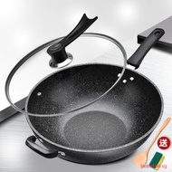 【In stock】30cm 32cm 34cm Handmade Chinese Iron Wok Non-stick Pan No-Coating Kitchen Cooker Cookware Maifanshi wok bobo666.sg