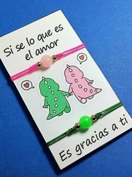 2pzs Duo de pulseras dinosario brilla en la oscuridad pulsera de pareja cuentas besties