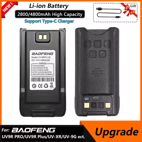 Baofeng UV-9R Li-ion Battery 2800/4800mAh UV9R Pro V2 Enlarge Li-ion Battery UV-9R PLUS Type-C Charg