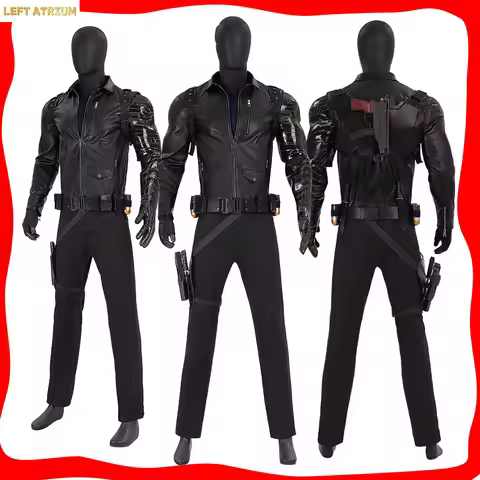 Bucky Barnes Cosplay Men Black Suit Gloves Winter Soldier Costume Roleplay Outfits for Adult Male Pa