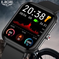 LIGE jam tangan Smart Watch Full Touch Screen Thermometer Sport Fashion Watch For Men IP68 Waterproo