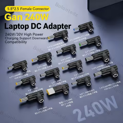 1Pc 240W Universal Dc Power Adapter Connector 5.5x2.5mm to 7.9x5.5 7.4x5.0 6.5x4.4 6.0x3.7 5.0x3.0 P