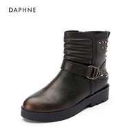 Daphne/達芙妮休閒低跟龐克風馬丁靴鉚釘女短靴全新清倉 挑戰最低價 任選3雙免運費