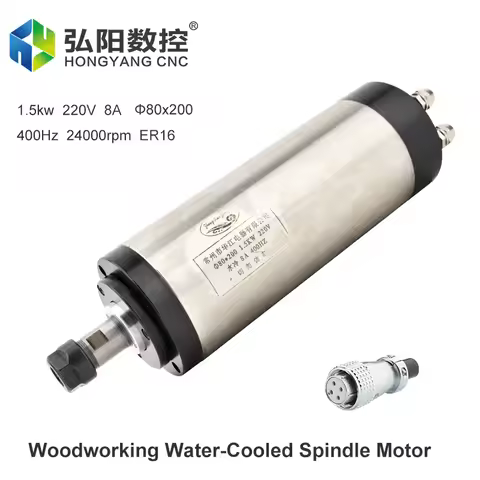 1.5kw Water-Cooled Spindle Motor ER16 Collet Woodworking Spindle 400Hz Water-Cooled 80x200mm For CNC