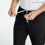 ELLE HOMME | กางเกงขายาวห้าส่วนเอวยางยืด กระเป๋าล้วง 2 ข้าง สีดำ | W8Q001