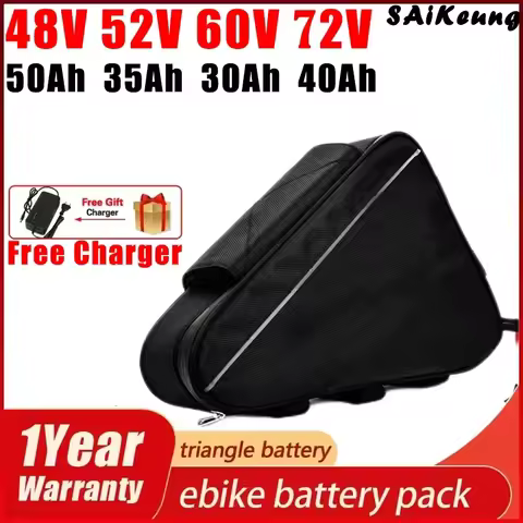 Triangle Cell 72v 60v 52V 48V 36V 20 25AH 30AH 35ah 40 45AH Huge Capacity 2000W 50Ah 60ah Ebike Lith