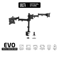 ULTi EVO Triple Monitor Arm, 3 Screen Desk Mount Stand For Computer Monitors, 27 Inch Screens, VESA,