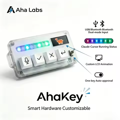 NEW AhaKey X1 4 Key Voice Keyboard RGB Toggle Switch LCD Screen External Mic for Claude Cursor AI Co