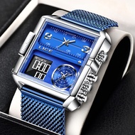 Lige นาฬิกาควอตซ์สำหรับผู้ชายหรูหรา Jam Tangan Digital Jam Tangan Sport ที่สร้างสรรค์กันน้ำนาฬิกาข้อมือ montre Homme นาฬิกา relogios masculino + กล่อง