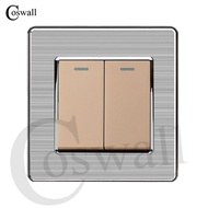 Coswall 2 Gang 2 Way Luxury Light Switch Push Button Wall Switch Interruptor