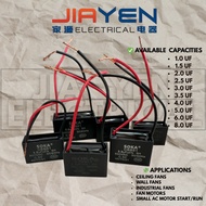 Fan Capasitor kapasitor kipas siling Motor Fan Capacitor 11.5/1.8/2uf/2.5/3uf/3.5uf/4uf/4.5uf/5uf/6u