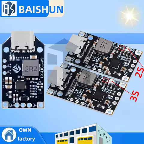 Type-C USB 2S/3S BMS Module – 15W 8.4V/12.6V 1.5A Li-Battery Charger (Balanced + Fast Charge, With I