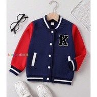 Varsity Baseball Jacket for Children with Initials K for Girls and Boys Ages 2 3 4 5 6 7 8 9 10 11 1