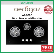 Aerogaz 90cm Tempered Glass 3 Burner Cooker Hob Gas Stove AZ-933F