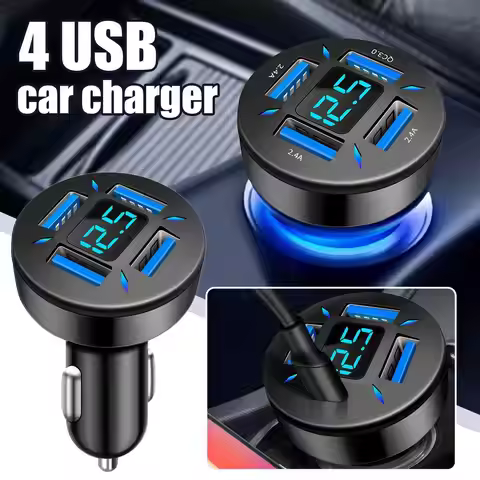 66W Car Charger Quick Cigarette Lighter Adapter 4-Port USB A+USB C Fast Charging Phone Charger For I