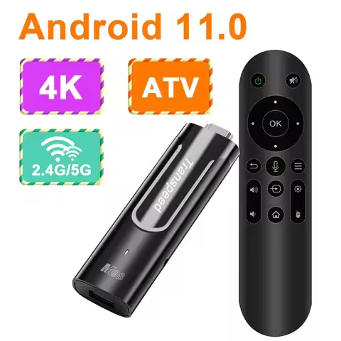 Transpeed Amlogic S905Y4 ATV Android11 TV Stick With TV Apps Dual Wifi QuadCore 4K 3D BT5.0 With Voi
