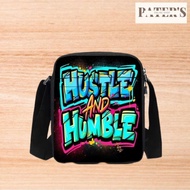PATER'S OLS HUSTLE AND HUMBLE SLING CASUAL TRAVEL BAG UNISEX FRONT ZIPPER ADJUSTABLE SHOULDER STRAP