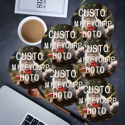 6pcs Custom Photo Coaster Set Personalized Wood College Students Father's Day Friends Mother's Day I