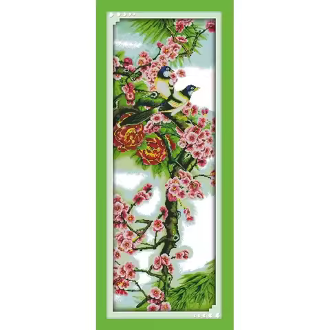 Joy Sunday News Printedd Cross Stitch Kit, Easy Pattern With Aida and DMC Threads Stamped Fabric Emb