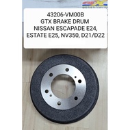 Brake Drum Nissan Escapade E24, Estate E25, NV350, D21/D22