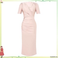 French V-neck slim fit sexy hip warp short-sleeved dress  30167
