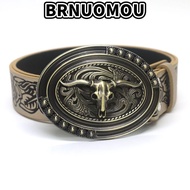 BRNUOMOU Leather Embossed Belt, Hip Hop Harajuku Bohemian Style Belt, Women Man Y2K Punk Rock Waistb