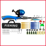 Beginner Fishing Kit Portable Fishing Rod and Reel Combos 1.6m/5.25 feet Telescopic Fishing Rod Kids