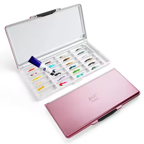 Paul Rubens 24 Grids Watercolor Palette Pink Premium Moisturizing with 2 Types Independent Palettes 