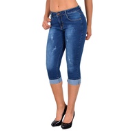 Women Jeans Skinny High Waist Plus Size Cropped Denim Capri Pants for Daily Life