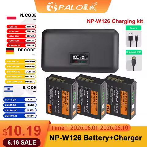 NP-W126S NP-W126 NP W126 USB Battery With Storage Case Charger for Fujifilm Fuji XT20 XT3 XPro1 Pro2