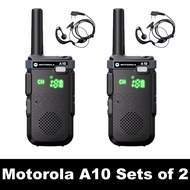 【2 PCS】Motorola A10(1-10km) วิทยุสื่อสาร กำลังไฟ10W 9800mAh Mini UHF 400-520Mhz Two Way Radio กันน้ำ