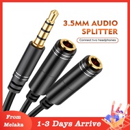 Headphone Splitter Cable 3.5mm Y Audio Jack Splitter Extension Cable 3.5mm Male to 2 Port 3.5mm Female AUX 3.5 Jack Cable