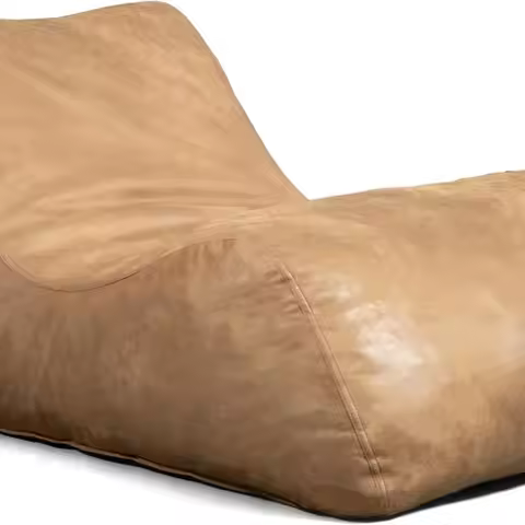 Foam Filled Bean Bag Chair, Vintage Tan Vegan Suede, Vegan Leather, 4.5 Feet