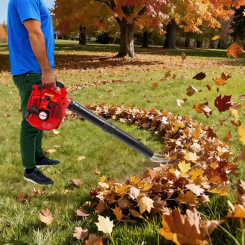25.4cc Gas Leaf Blower, 2-Stroke Handheld with 7000RPM & 4.59ft³/s Airflow, for Snow Leaves Debris, 