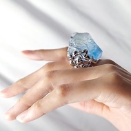 頂級 藍螢石原礦 雪山 傲雪凌霜 智慧 事業 戒指 內徑16.5mm 單品