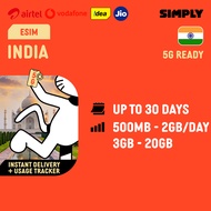 SIMPLY [eSIM] India | 5-30 Days | Daily 500MB/1GB/2GB | Total 3GB-20GB Data  Data | No Registration 
