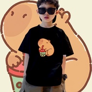Short Sleeves For Children Cute Capybara Print Hip Hop Style Men 100cm-150cm