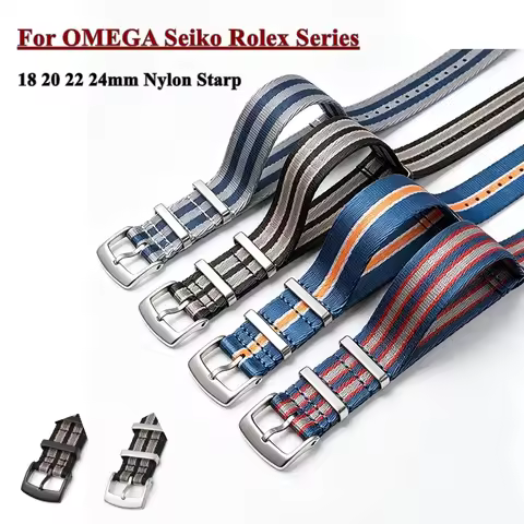 NATO Woven Nylon Strap 18 20 22 24mm for Omega Seamaster Seiko SKX007 Rolex Watchband Universal Repl
