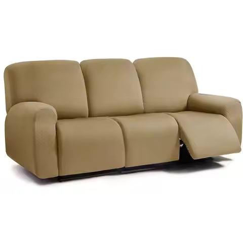 Squared Jacquard Design 8Pieces Recliner Sofa Covers Stretch Reclining Couch Covers for 3 Cushion Re