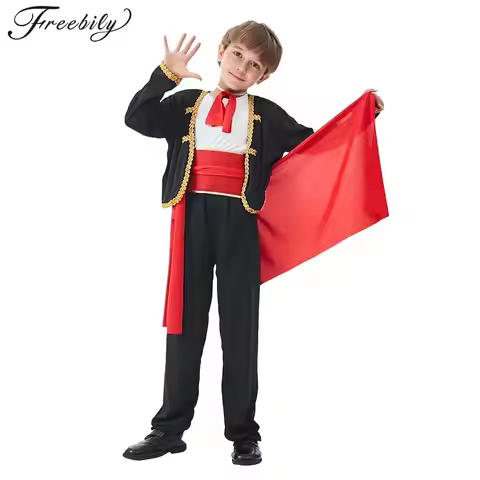 Boys Matador Bullfighter Toreador Cosplay Costume Spanish Bullfighting Performance Outfit for Hallow