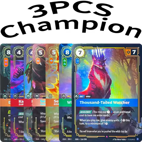 3PCS Riftbound Champion Game Foil TCG Cards Proxy Ahri ALLURING Deadbloom Predator Kai Sa Sett BRAWL