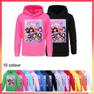 2024 New APHMAU Girls Hoodie Cartoon Print Top Fashion 3-15Y Kids Long Sleeve Sweatshirt Jacket