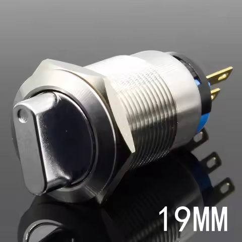 19mm 2 3 Position Switch Push Button Switch DPDT Metal selector Rotary Switch with Waterproof Stainl