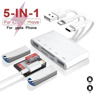 5 In 1 Card Reader USB Type C Docking Station For Phone 15 14 13 12 Pro Max OTG Flash Drive For IOS 