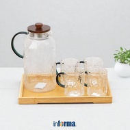 Informa Appetite 1.8 ltr Jeza Set of 6 Drinking Pots & Glass Cups With Tray Set Water Jug With Glass
