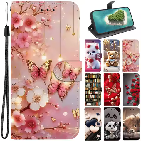Cat Bear Case for Samsung Galaxy A52s 5G A53 A73 A33 A23 A13 A32 A12 A51 A71 A50s A30S Case Wallet F