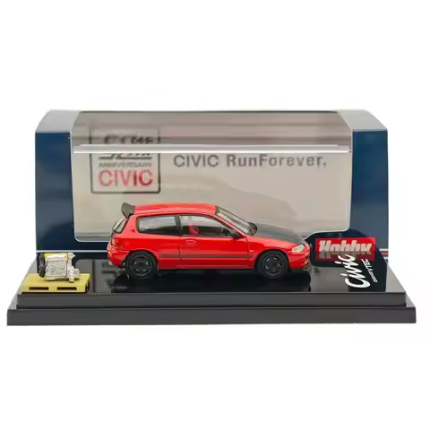 Hobby Japan 1:64 Civic (EG6) Customized Version with Engine Display Red HJ642017AR Diecast Models Ca