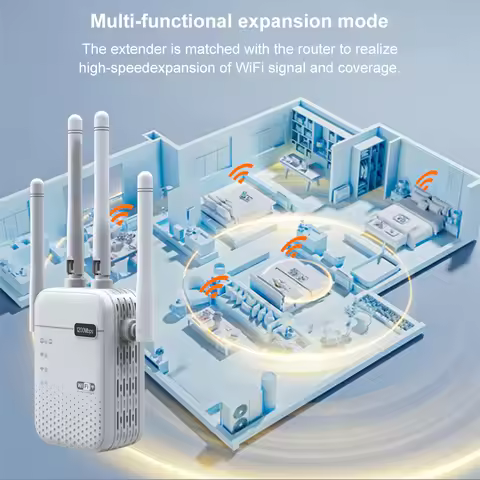 1200Mbps WiFi Signal Booster 4 External Antennas 5GHz & 2.4GHz Dual-Band Wireless Signal Range Exten