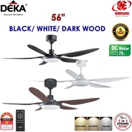 DEKA DC MOTOR KRONOS CEILING FAN WITH LED LIGHT 5 BLADE 56'' F5DCL (BK/ WH/ DW)